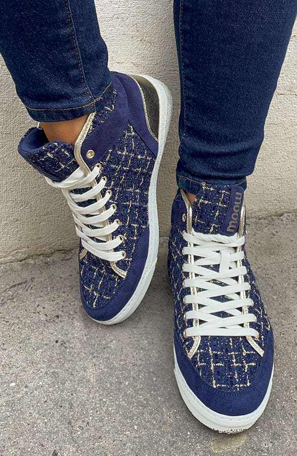 Bouclé Sneakers Goud Marine – shoparchief, foto 4