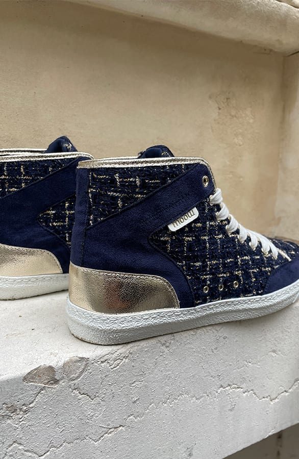 Bouclé Sneakers Goud Marine – shoparchief, foto 3