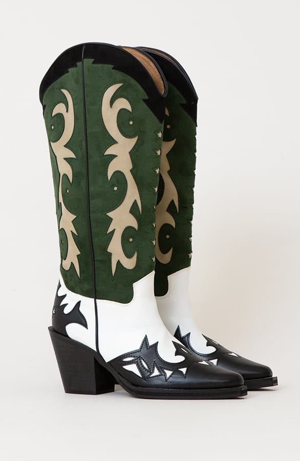 Cowboy Boots Detailed Groen – shoparchief, foto 1
