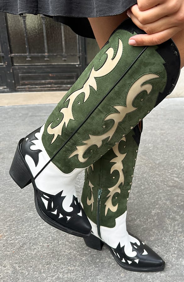 Cowboy Boots Detailed Groen – shoparchief, foto 2