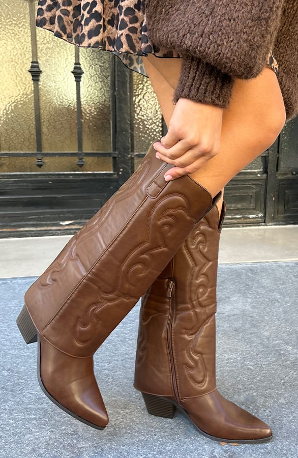 Cowboy Boots Leather Choco – shoparchief, foto 1