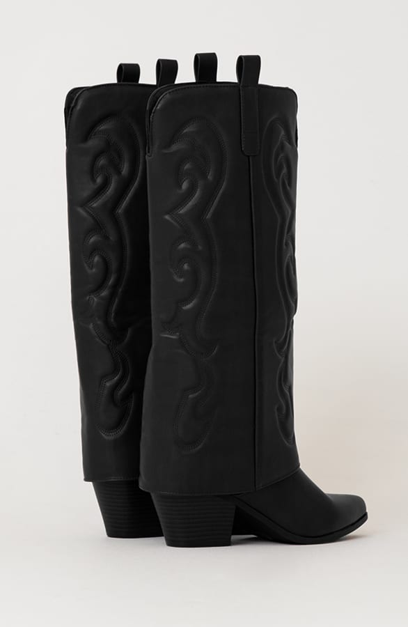 Cowboy Boots Leather Zwart – shoparchief, foto 2