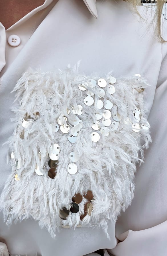 Feather Pocket Blouse Beige – shoparchief, foto 7