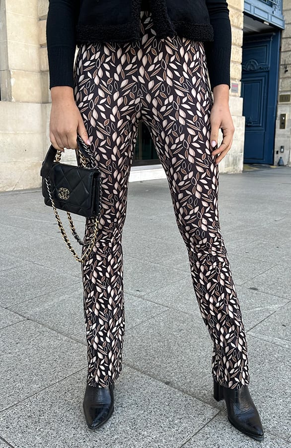 Flared Broek Print Zwart Camel – shoparchief, foto 1