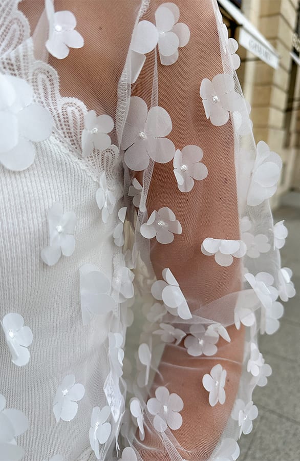 Floral Mesh Blouse Off White – shoparchief, foto 5