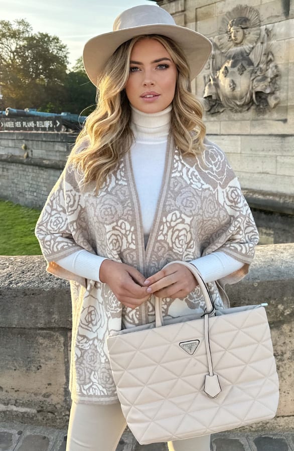 Floral Poncho Beige – shoparchief, foto 2