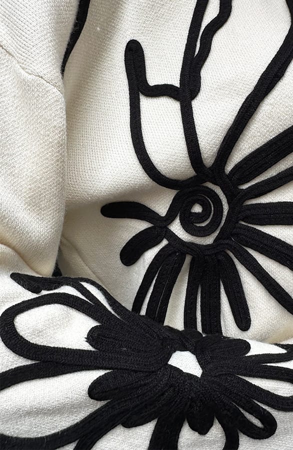 Flower Embroidery Sweater Ecru – shoparchief, foto 6