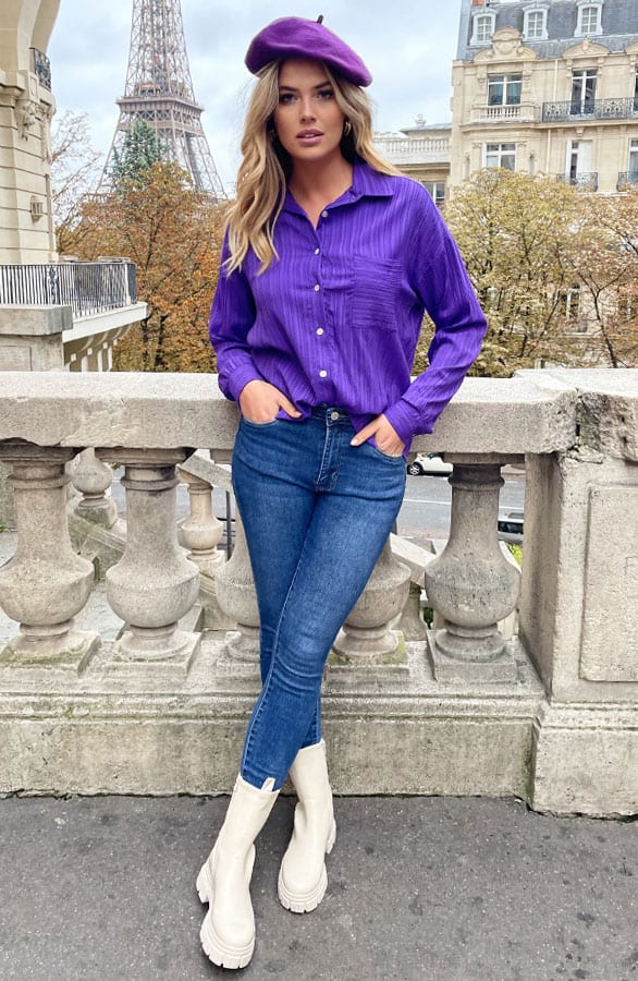 Laurent Blouse Dark Purple – shoparchief, foto 5