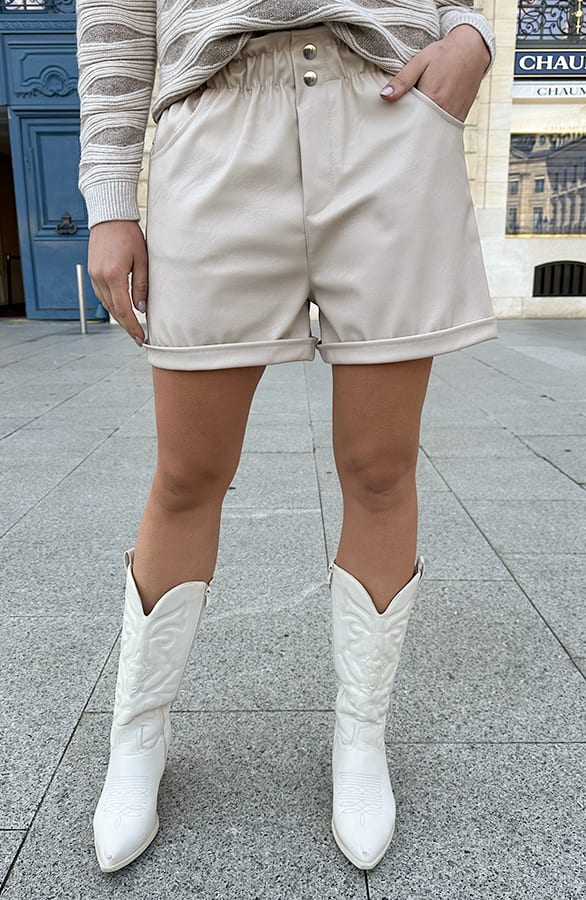 Leather Short Beige – shoparchief, foto 6