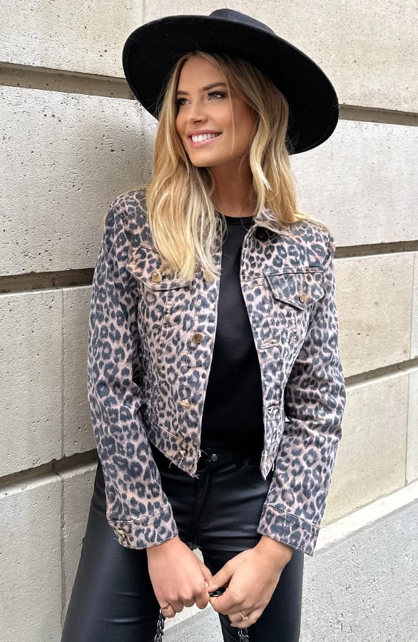 Leopard Denim Jacket Bruin – shoparchief, foto 9