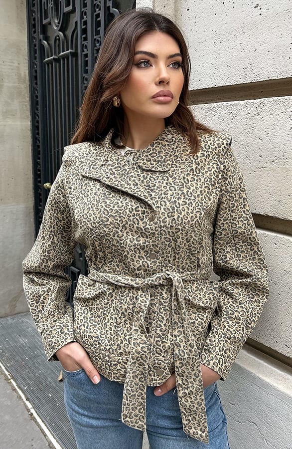 Leopard Denim Short Jacket – shoparchief, foto 4