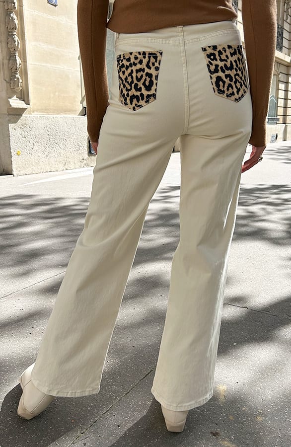 Leopard Pocket Straight Leg Jeans Ecru, Shoparchiv, Foto 3