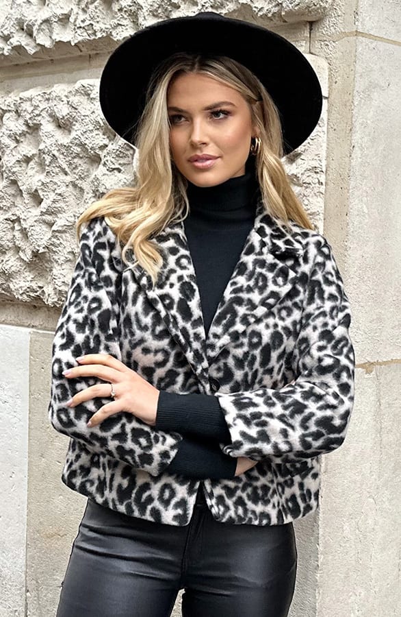 Leopard Woven Short Jacket Beige – shoparchief, foto 6