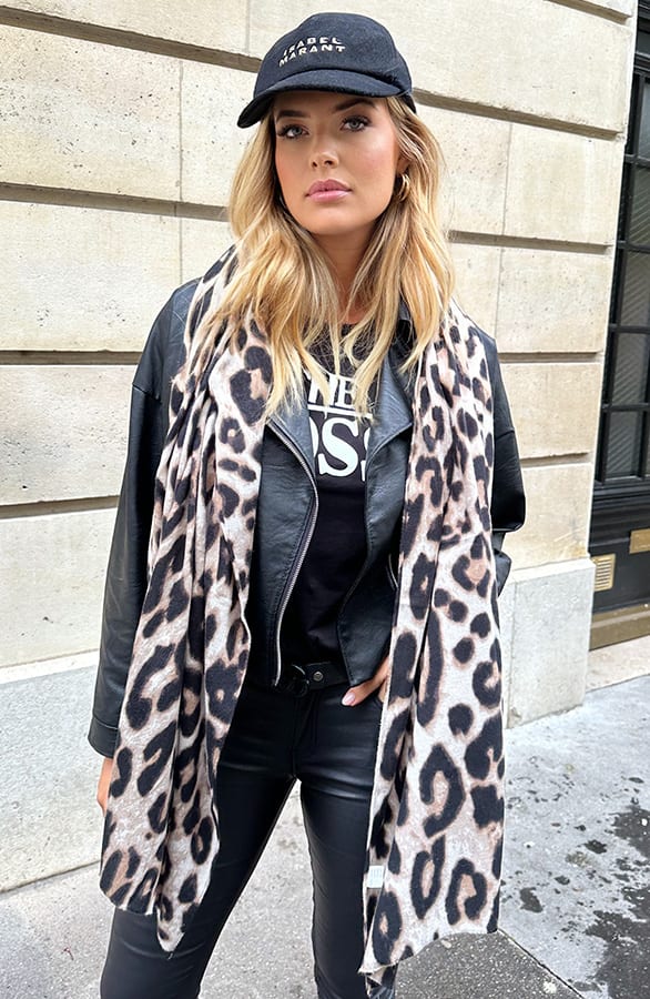 Leopard Sjaal Beige – shoparchief, foto 3