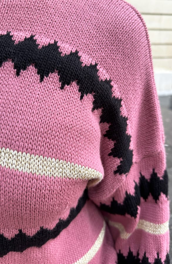 Lurex Zigzag Sweater Dust Roze – shoparchief, foto 5