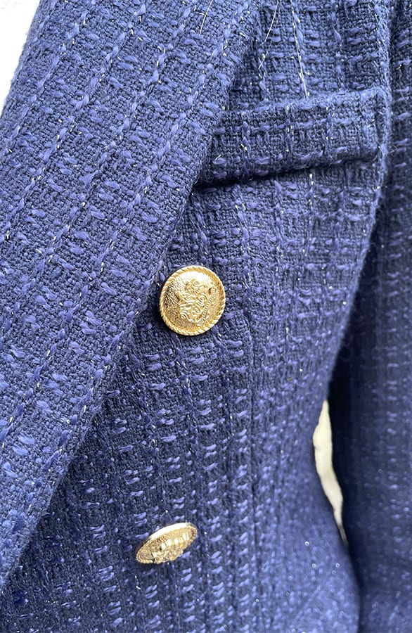 Luxury Bouclé Blazer Marine – alle kleding, foto 14