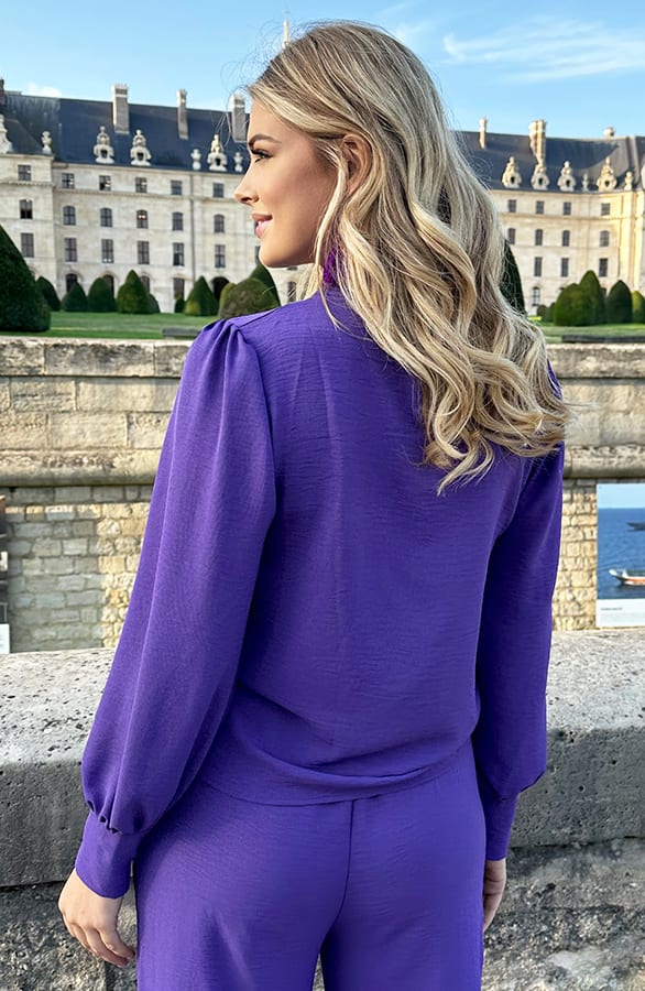 Mila Blouse Long Sleeve Dark Purple – alle kleding, foto 3
