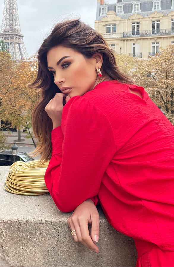 Mila Blouse Long Sleeve Rood – shoparchief, foto 6