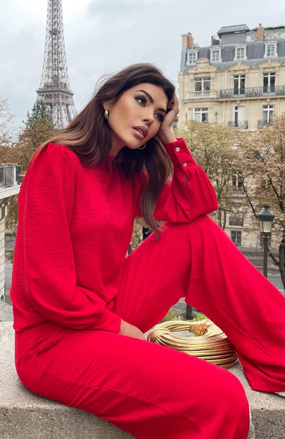 Mila Blouse Long Sleeve Rood – shoparchief, foto 3