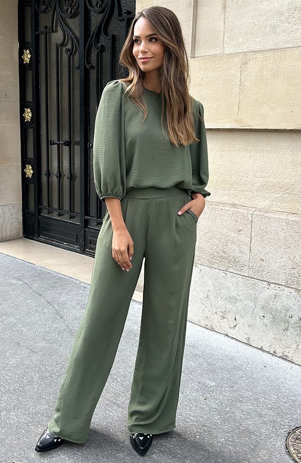 Mila Puff Sleeve Top Army – shoparchief, foto 8