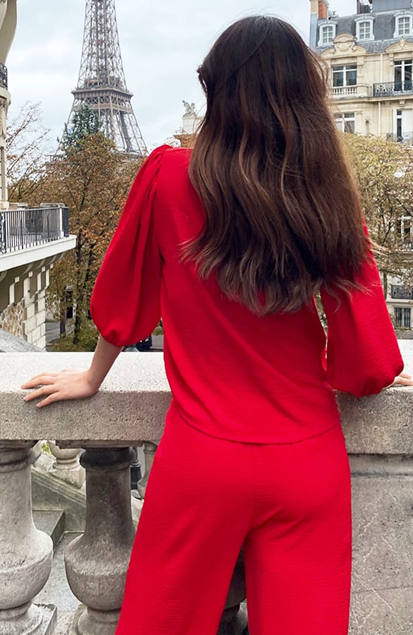 Mila Puff Sleeve Top Rood – shoparchief, foto 3
