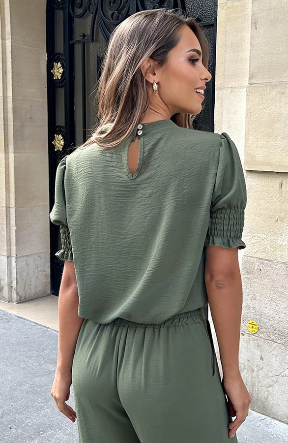 Mila Short Sleeve Top Army – shoparchief, foto 8