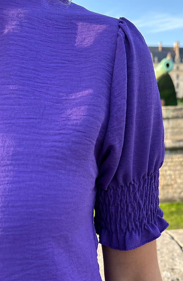 Mila Short Sleeve Top Dark Purple – shoparchief, foto 6