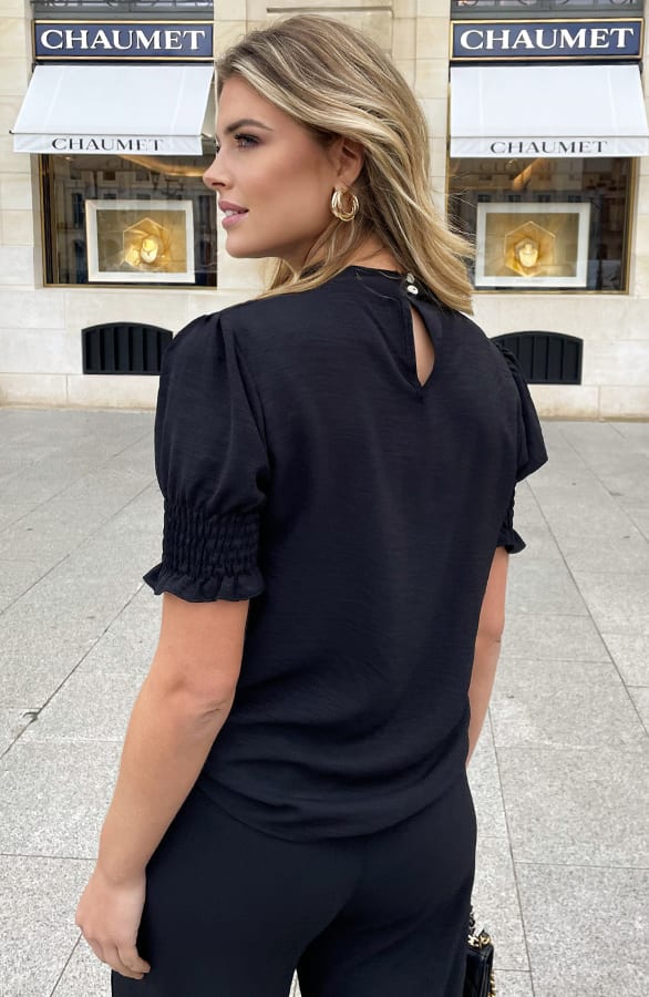 Mila Short Sleeve Top Zwart – tops, foto 3