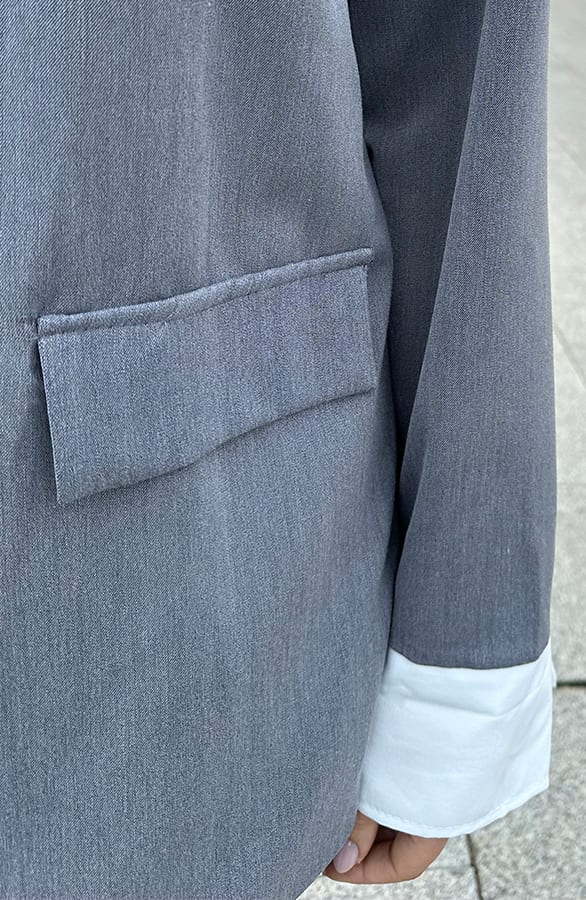 Oversized Blazer Met Omslag Grijs – shoparchief, foto 6