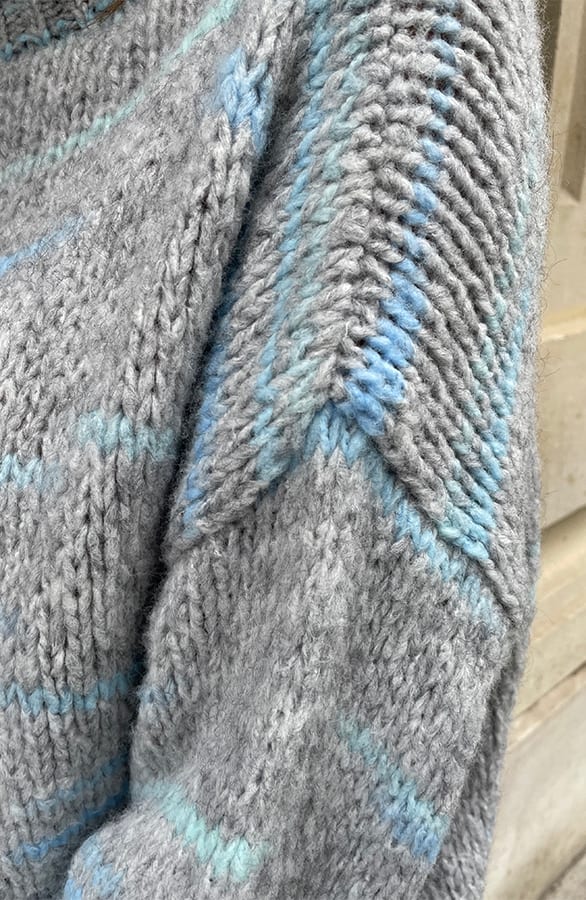 Oversized Trui Knitted Grijs Stripe – shoparchief, foto 5