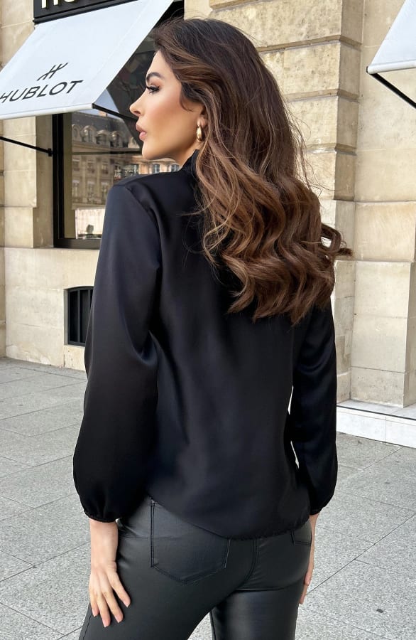 Satijnen Strik Blouse Zwart 2.0 – shoparchief, foto 3