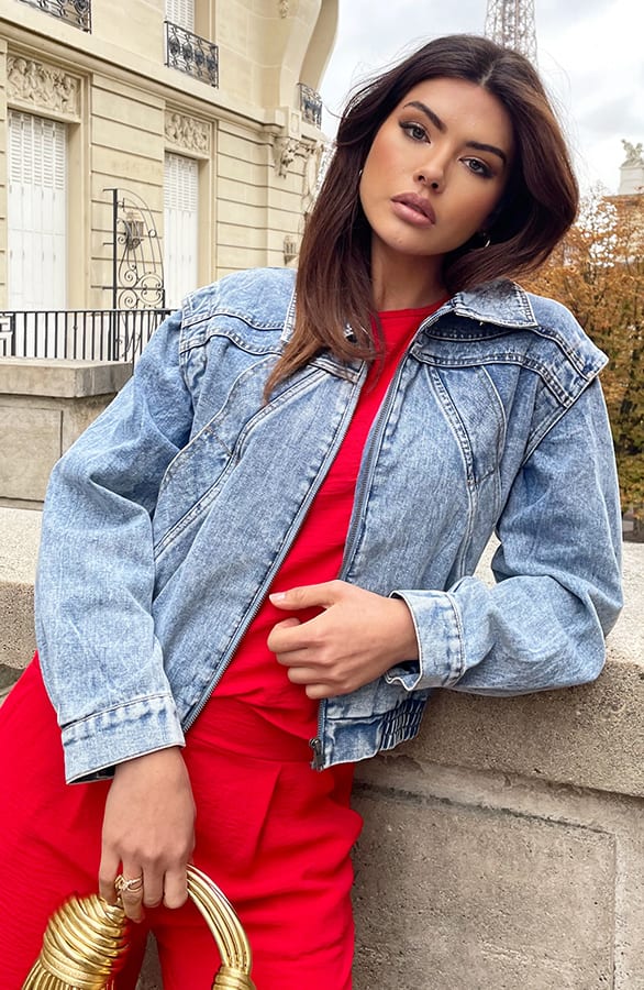 Short Denim Jacke Blau, Mäntel, Foto 6