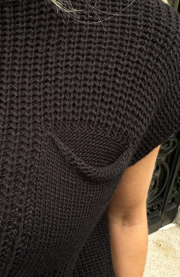 Short Sleeve Sweater Pocket Zwart – shoparchief, foto 8
