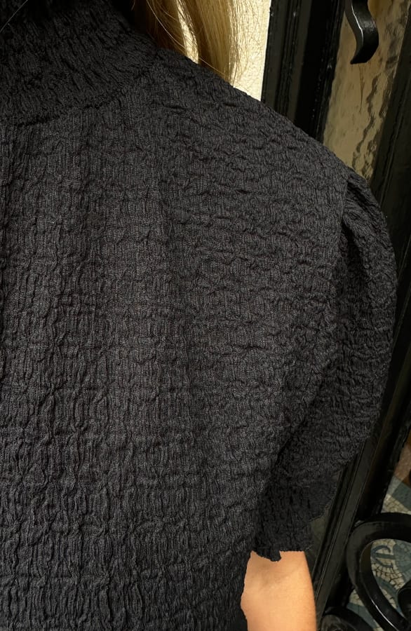 Smocked Col Top Zwart – shoparchief, foto 4