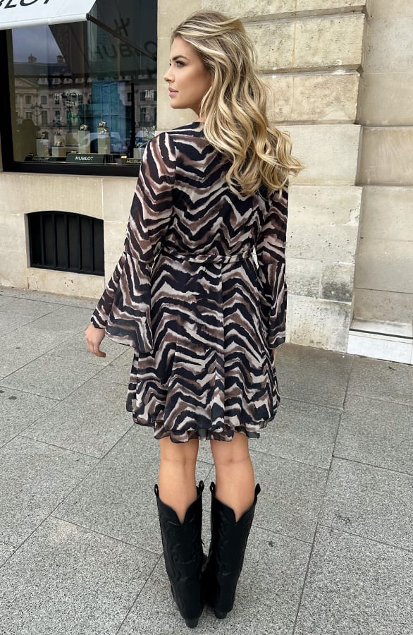 Stripe Jurk Wijde Mouw Zebra Black – jurken, foto 4