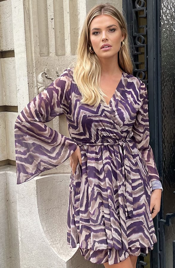 Stripe Jurk Wijde Mouw Zebra Purple – shoparchief, foto 1