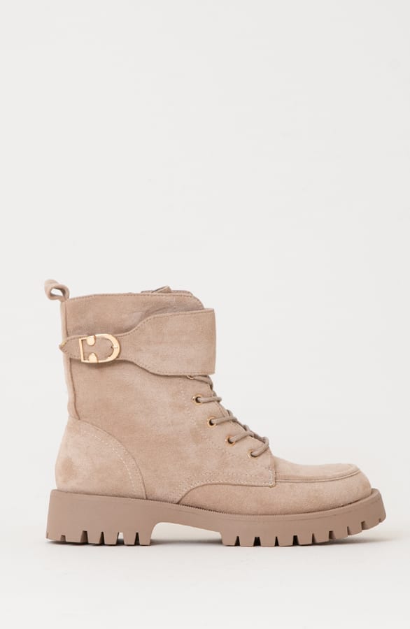 Suede Biker Boots Met Gesp Taupe 2.0 – shoparchief, foto 5