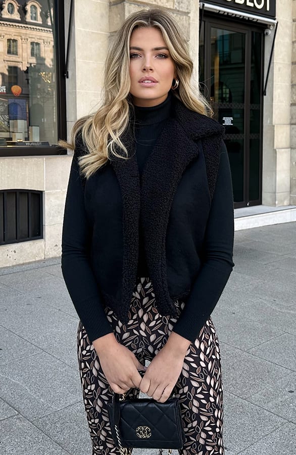 Suedine Teddy Gilet Zwart – shoparchief, foto 3