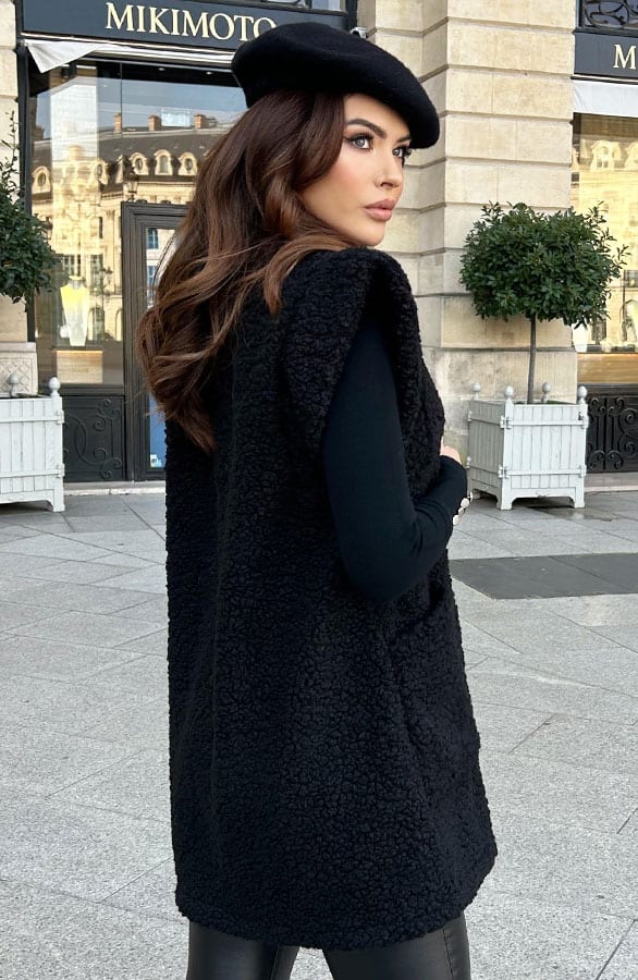 Teddy Gilet Maxi Zwart – vesten, foto 4