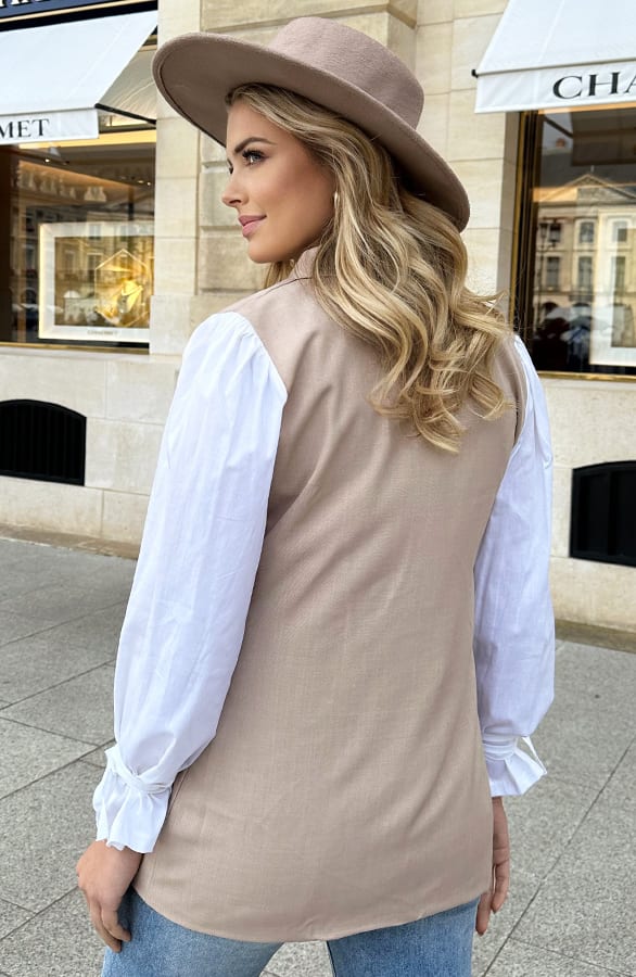 Oversized Blazer Blouse Beige – shoparchief, foto 4