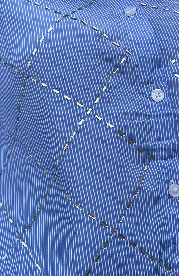 Ultra Oversized Strass Blouse Blue Lines – shoparchief, foto 6