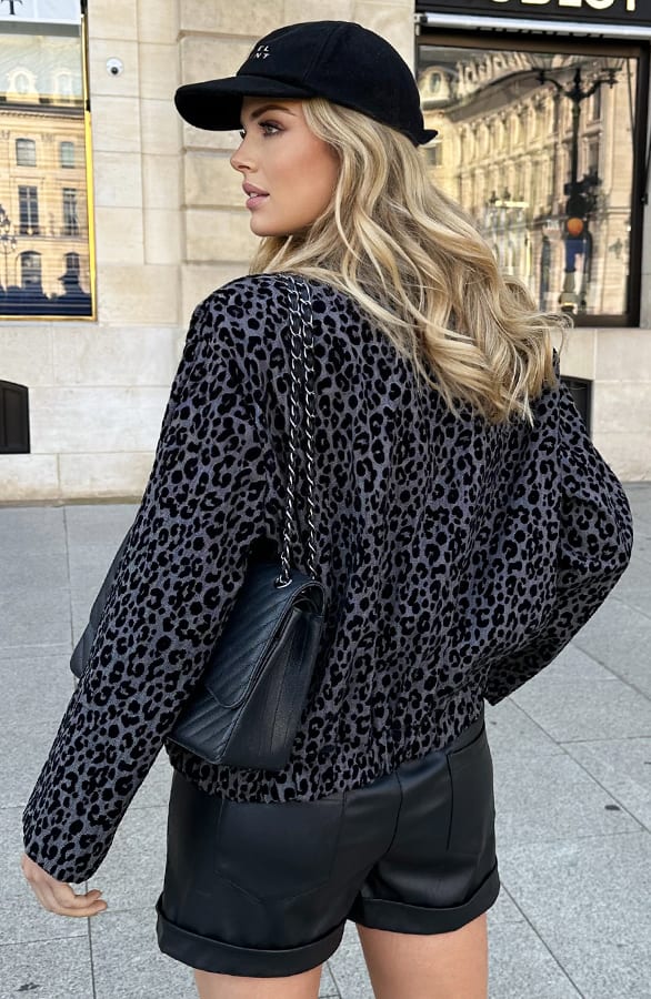 Velvet Leopard Jacket Oversized – shoparchief, foto 4