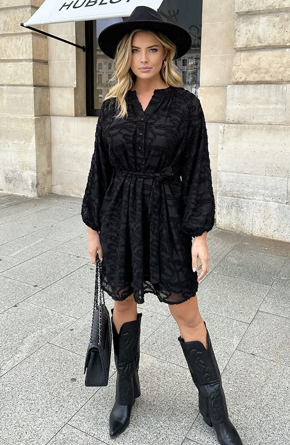 Vienna Jurk Met Wijde Mouwen Zwart – shoparchief, foto 1