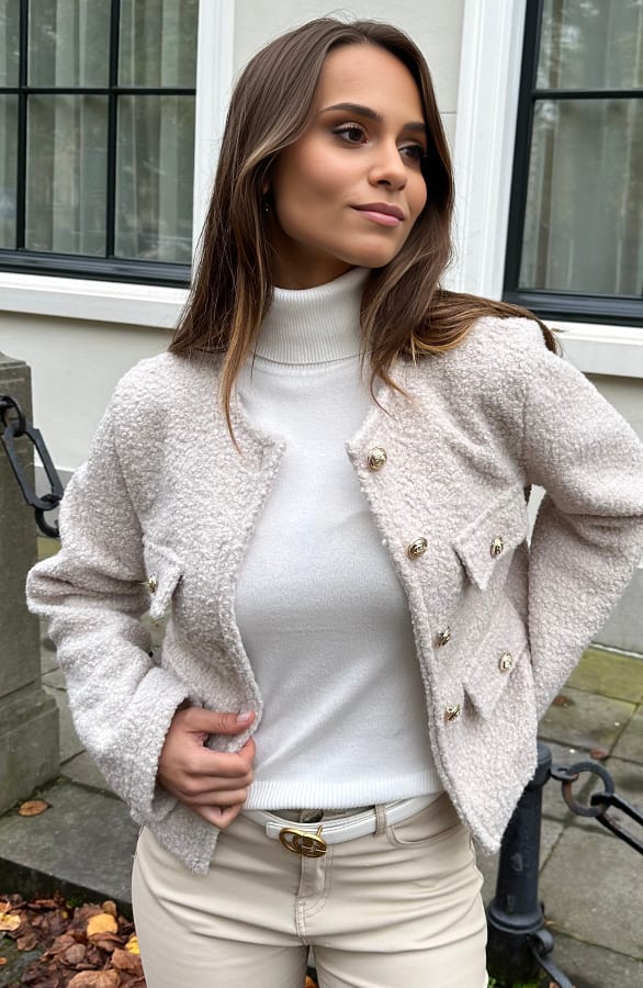 Classic Boucle Jacket Beige – shoparchief, foto 5