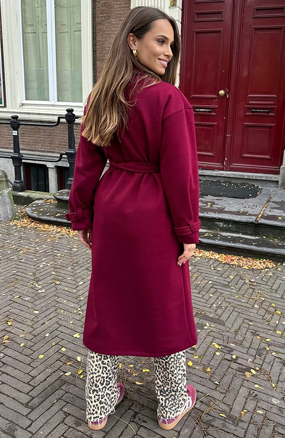 Classy Long Coat Burgundy – shoparchief, foto 4
