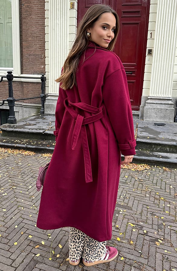 Classy Long Coat Burgundy – shoparchief, foto 7
