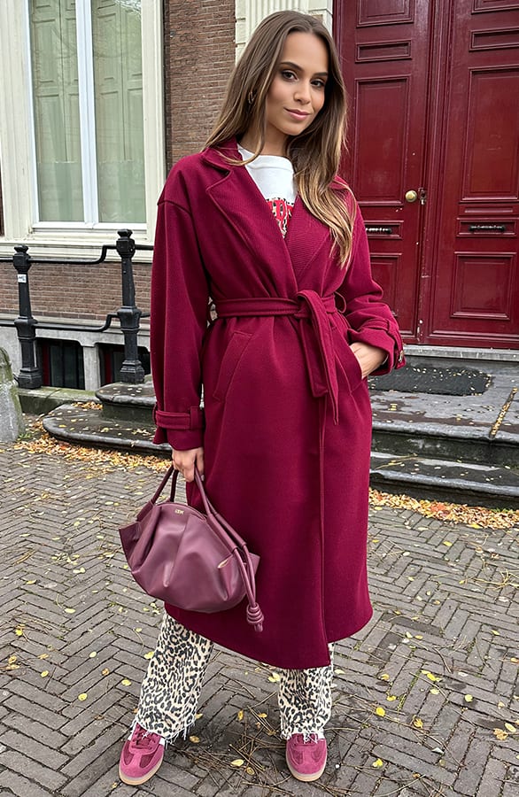 Classy Long Coat Burgundy – shoparchief, foto 3