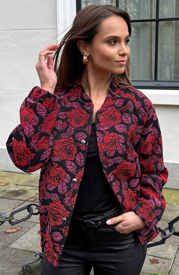 Deluxe Flower Bomber Rood Roze – shoparchief, foto 1