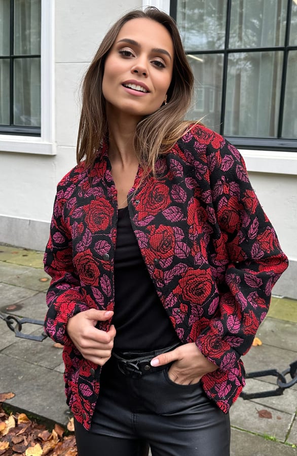 Deluxe Flower Bomber Rood Roze – shoparchief, foto 4