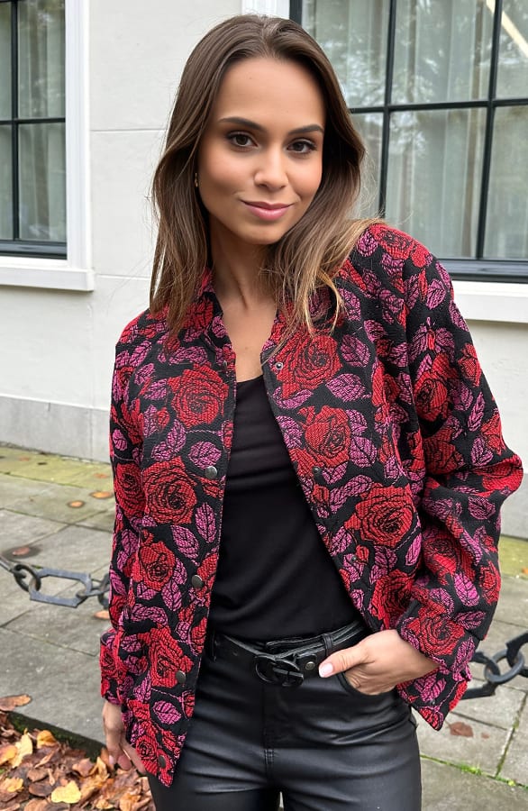 Deluxe Flower Bomber Rood Roze – shoparchief, foto 5